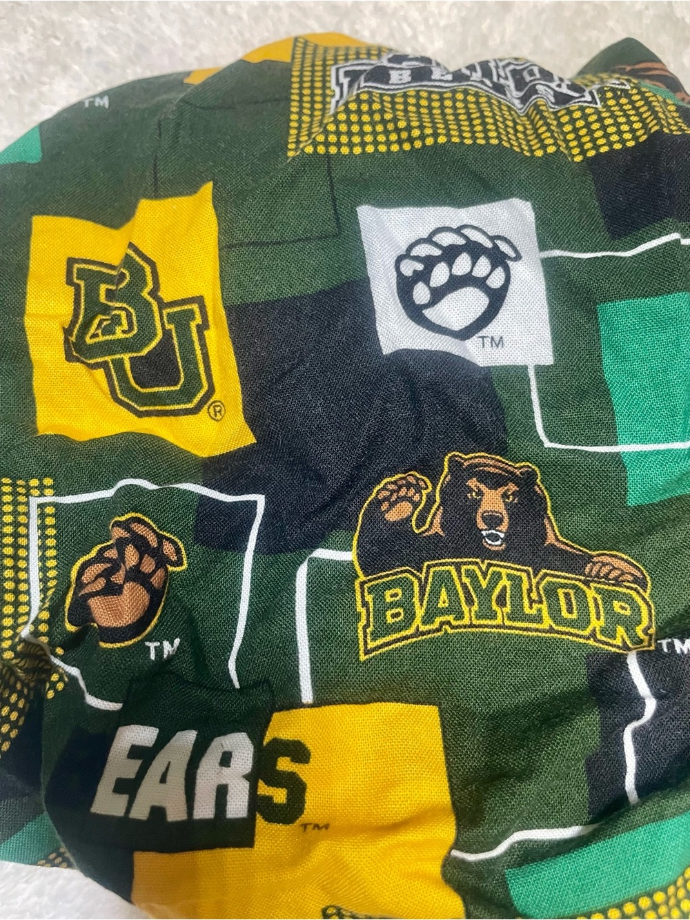 Baylor Bears Unisex Scrub Cap Bouffant Hat Elastic Back Cotton Handmade